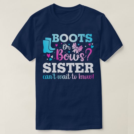 ブーツまたは弓の姉妹ジェンダー赤ちゃんシャワーAnn Tシャツ (デザイン正面)
