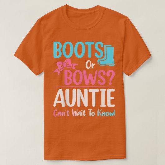 ブーツまたは弓の性別が妊娠Annouを明らかにする Tシャツ (デザイン正面)