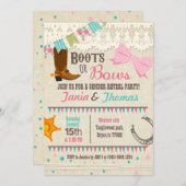 ブーツまたは弓の性別が明らかにする 招待状 (正面/裏面)