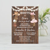 ブーツまたは弓カントリーオウムベビー性別の表示 招待状 (スタンド正面)
