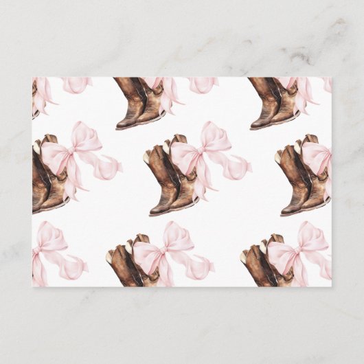 ブーツまたは弓ジェンダーおむつラッフルを明らかにする エンクロージャーカード (裏面)