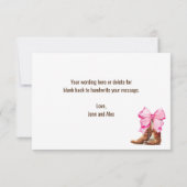 ブーツまたは弓ジェンダーがパーティーサンキューカードを明らかにする サンキューカード (裏面)