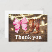 ブーツまたは弓ジェンダーがパーティーサンキューカードを明らかにする サンキューカード (正面/裏面)