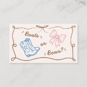 ブーツまたは弓ジェンダーがベビーカードの本を明かす エンクロージャーカード (裏面)