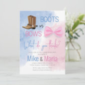 ブーツまたは弓ジェンダーが招待を明らかにする 招待状 (スタンド正面)