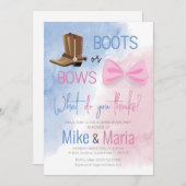 ブーツまたは弓ジェンダーが招待を明らかにする 招待状 (正面/裏面)