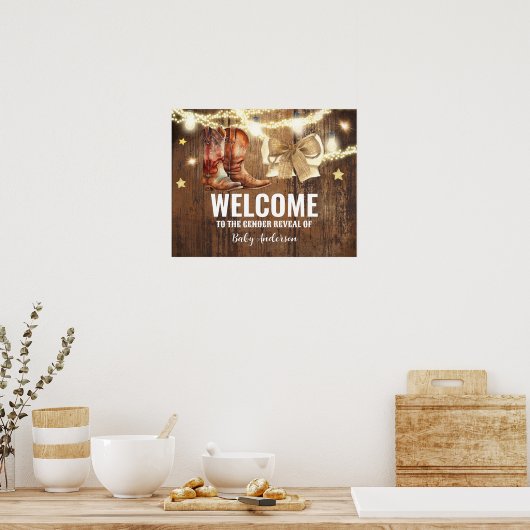 ブーツまたは弓ジェンダーが歓迎ポスターを明らかにする ポスター (キッチン)