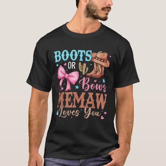 ブーツまたは弓ジェンダーが装飾を明らかにするミュー愛 Tシャツ (正面)