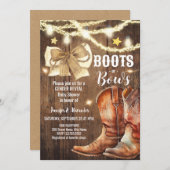 ブーツまたは弓ジェンダーが赤ちゃんシャワーを明らかにする招待状 招待状 (正面/裏面)