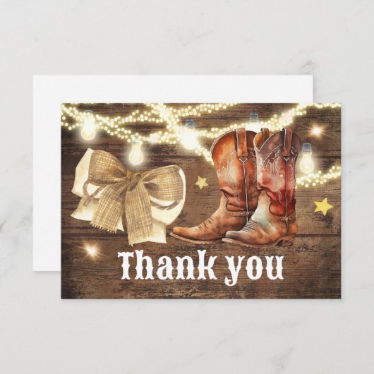 ブーツまたは弓ジェンダーの表示サンキューカード サンキューカード (正面/裏面)