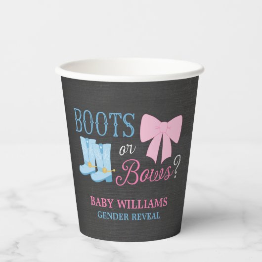 ブーツまたは弓ジェンダーの表示パーティー 紙コップ (正面)
