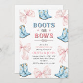 ブーツまたは弓ジェンダーの表示招待状カード サンキューカード (正面/裏面)