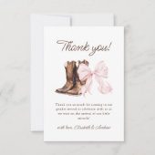 ブーツまたは弓ジェンダーの表示 サンキューカード (正面)