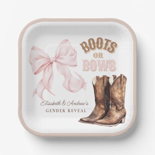 ブーツまたは弓ジェンダーの表示 ペーパープレート (正面)