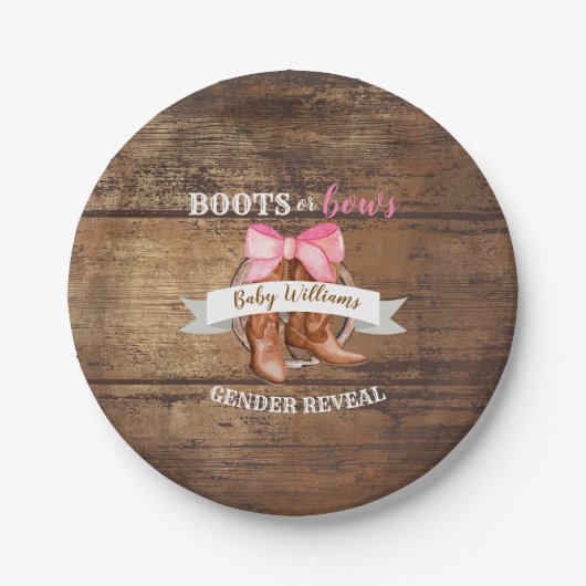 ブーツまたは弓ジェンダーの表示 ペーパープレート (正面)