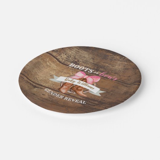 ブーツまたは弓ジェンダーの表示 ペーパープレート (アングル)