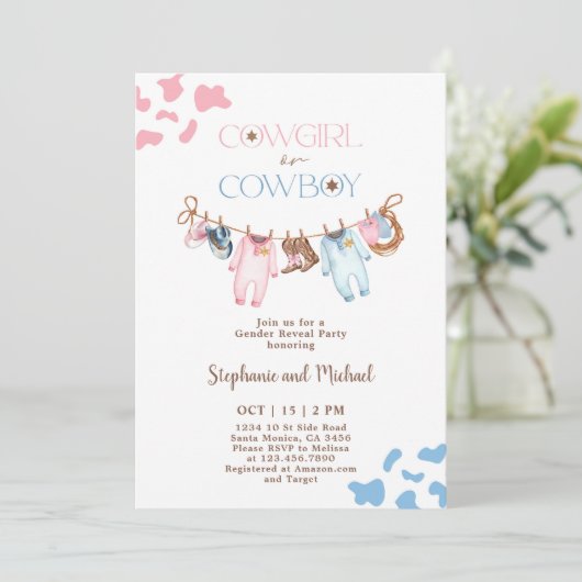 ブーツまたは弓ジェンダーの表示 招待状 (スタンド正面)