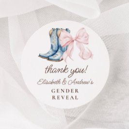 ブーツまたは弓ジェンダーは感謝のステッカーを明らかにする ラウンドシール