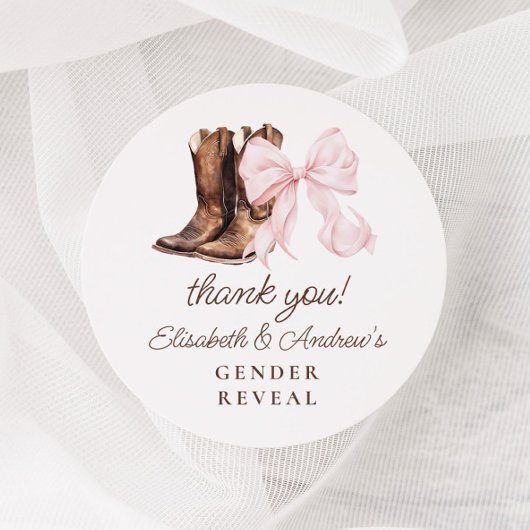 ブーツまたは弓ジェンダーは感謝のステッカーを明らかにする ラウンドシール