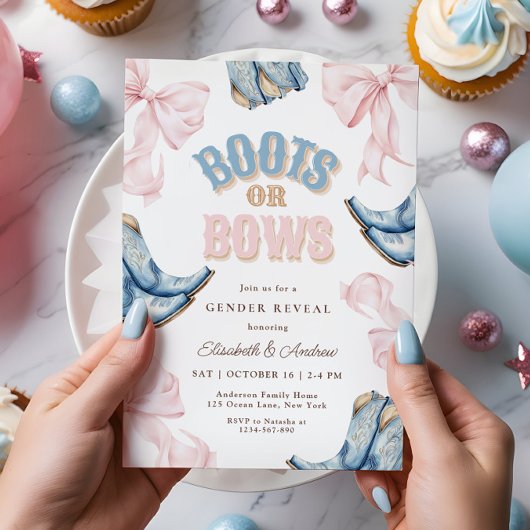 ブーツまたは弓ジェンダーリビール招待状 招待状