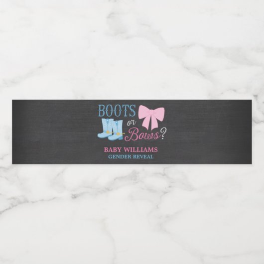 ブーツまたは弓ジェンダー明らかにパーティー赤ちゃんシャワー ペットボトルラベル (シングルラベル)