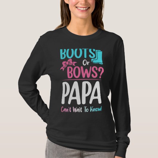 ブーツまたは弓パパジェンダー妊娠の発表 Tシャツ (正面)