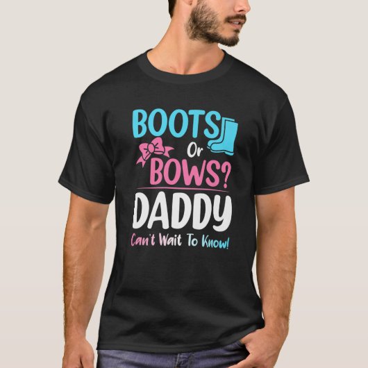 ブーツまたは弓パパ性別が妊娠の名詞を明らかにする Tシャツ (正面)