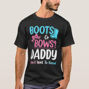 ブーツまたは弓パパ性別が妊娠の名詞を明らかにする Tシャツ