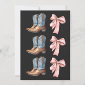 ブーツまたは弓ブルーピンクの少年の女の子のジェンダーを明らかにする 招待状 (裏面)