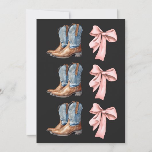 ブーツまたは弓ブルーピンクの少年の女の子のジェンダーを明らかにする 招待状 (裏面)