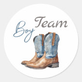 ブーツまたは弓ブルーピンクジェンダーがチームの少年を明らかにする ラウンドシール (正面)