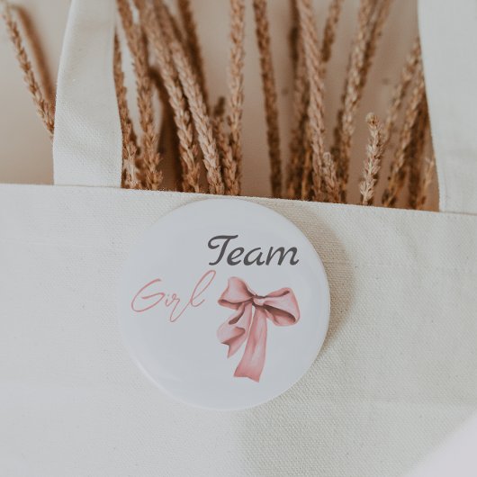 ブーツまたは弓ブルーピンクジェンダーがチームガールを明らかにする 缶バッジ