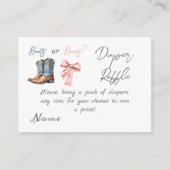 ブーツまたは弓ブルーピンクジェンダーパーティーおむつ エンクロージャーカード (正面)