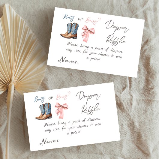 ブーツまたは弓ブルーピンクジェンダーパーティーおむつ エンクロージャーカード
