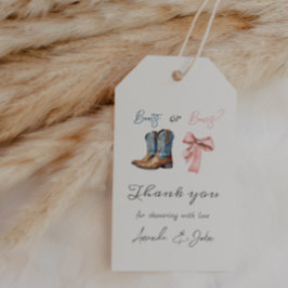 ブーツまたは弓ブルーピンクジェンダー表示パーティー ギフトタグ
