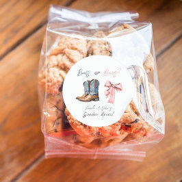 ブーツまたは弓ブルーピンクジェンダー表示パーティー ラウンドシール