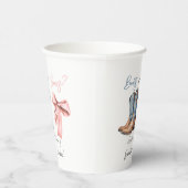 ブーツまたは弓ブルーピンクジェンダー表示パーティー 紙コップ (右)