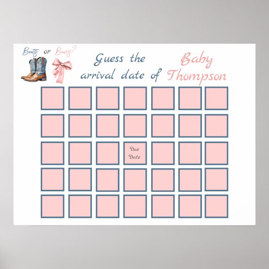 ブーツまたは弓ブルーピンク性別が期日を明らかにする ポスター (正面)