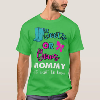 ブーツまたは弓ベビー性別がパーティーマッチングMoを明らかにする Tシャツ