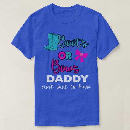 ブーツまたは弓ベビー性別がパーティー一致Daを明らかにする Tシャツ (デザイン正面)