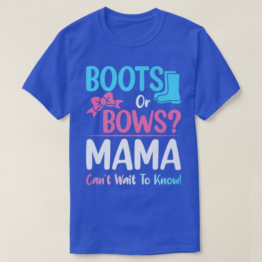 ブーツまたは弓ママ性別が妊娠の発表 Tシャツ (デザイン正面)