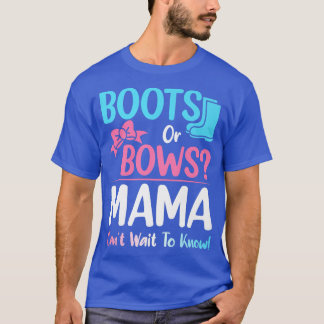 ブーツまたは弓ママ性別が妊娠の発表 Tシャツ