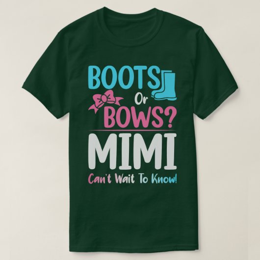 ブーツまたは弓Mimi性別が妊娠の発表 Tシャツ (デザイン正面)