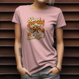 ブーツをスライドさせて踊ろう、かわいいウェスタン・ハロウィンデザイン Tシャツ
