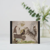 ブーツを履いた腰痛がブーツを履く ポストカード (スタンド正面)