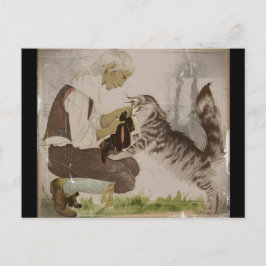 ブーツを履いた腰痛がブーツを履く ポストカード