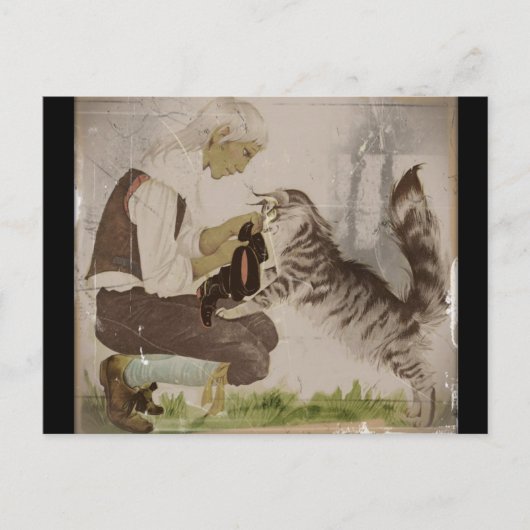 ブーツを履いた腰痛がブーツを履く ポストカード (正面)