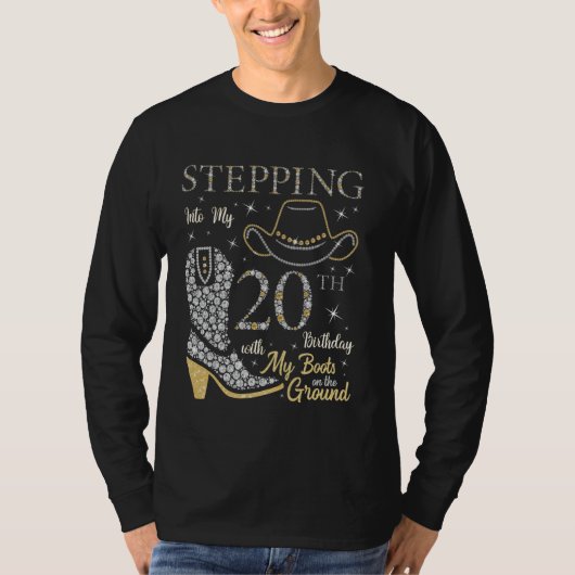 ブーツを履いて20歳の誕生日を迎える Tシャツ (正面)