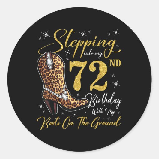 ブーツを履いて72誕生日に入る ラウンドシール (正面)
