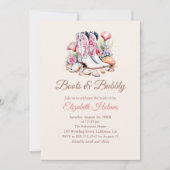 ブーツアンドバブリーコスタル女性のカーボーイブライダルシャワー 招待状 (正面)